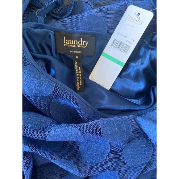 Laundry By Shelli Segal NWT $195 Night Sky Polka Dot Sheer Overlay Dress, Size 8 - Picture 8 of 10